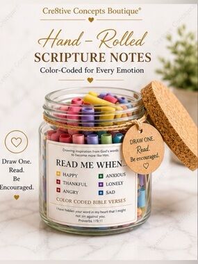 Scripture Color-Coded 80+Bible Verses Encouragement Jar-Hand Rolled-GIFT🫶🏼READY